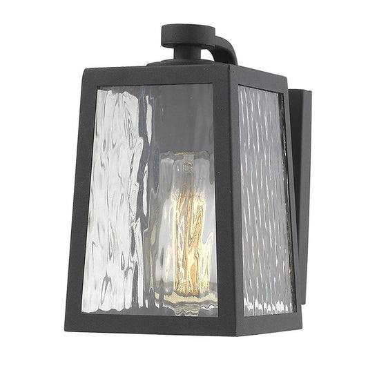 Matte Black glass panels Outdoor Wall Light HomeRoots