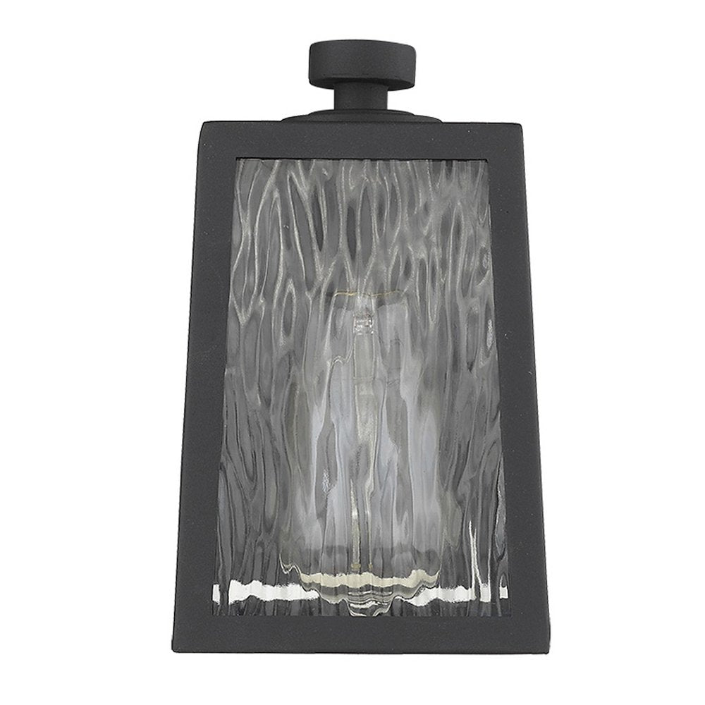 Matte Black glass panels Outdoor Wall Light HomeRoots