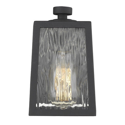 Matte Black glass panels Outdoor Wall Light - FurniFindUSA