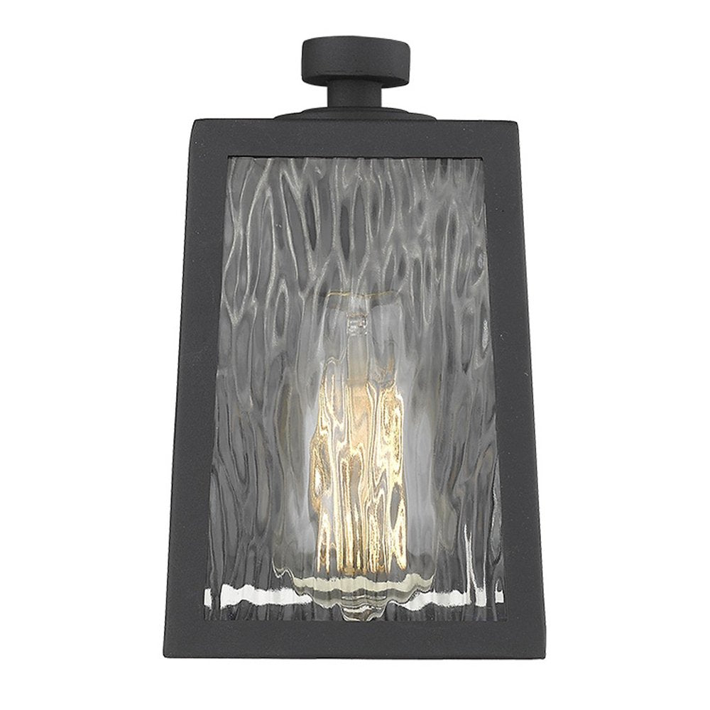 Matte Black glass panels Outdoor Wall Light HomeRoots