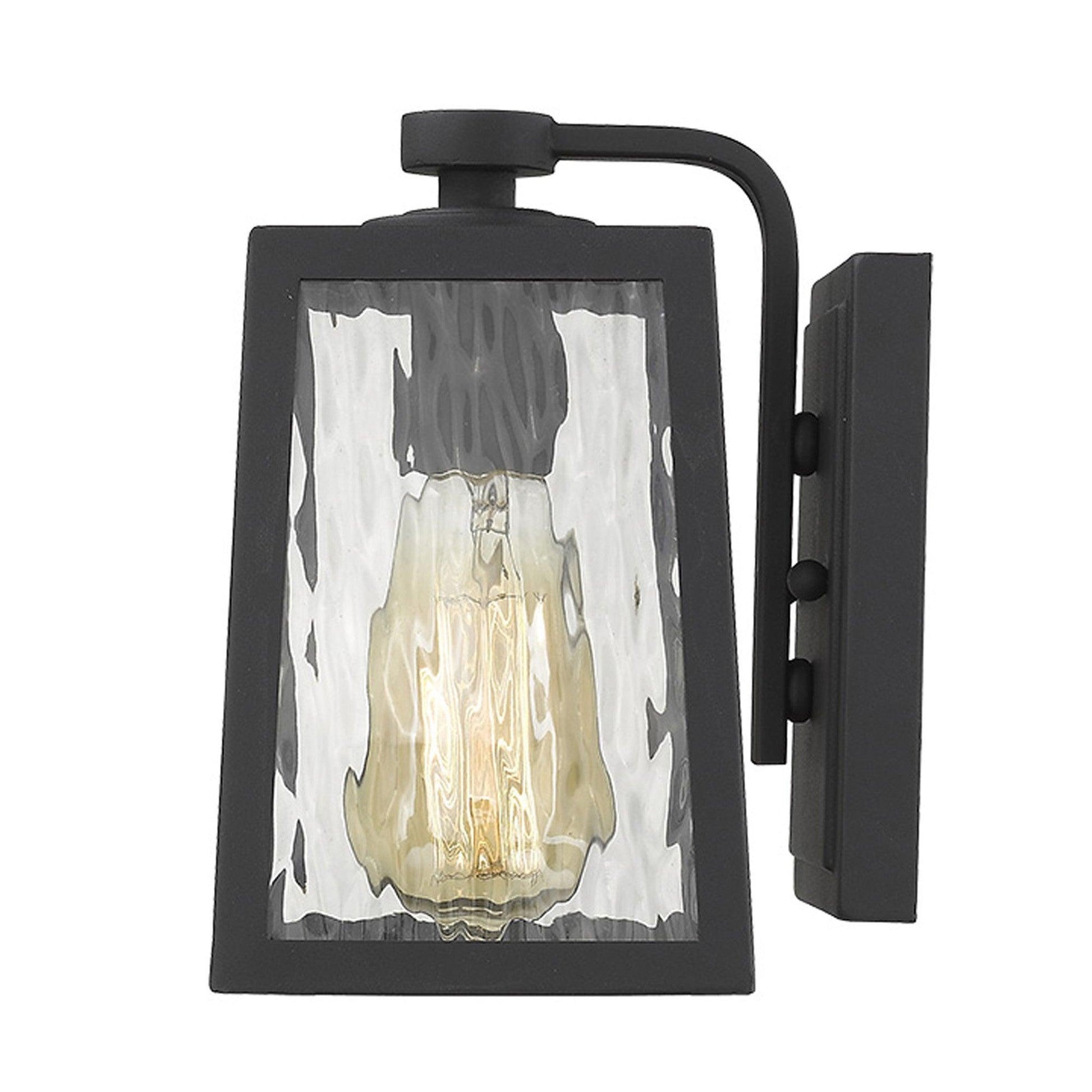 Matte Black glass panels Outdoor Wall Light - FurniFindUSA