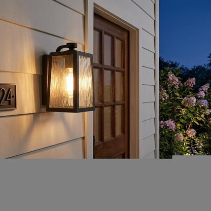 Matte Black glass panels Outdoor Wall Light HomeRoots