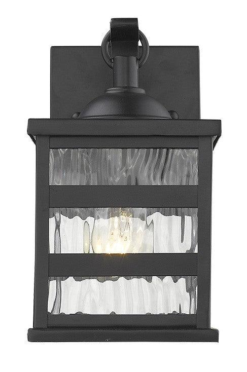 Glass panel Matte Black Outdoor Cage Light - FurniFindUSA