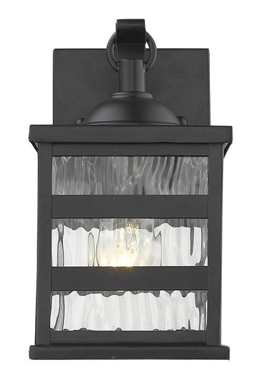 Glass panel Matte Black Outdoor Cage Light HomeRoots