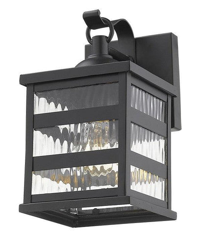 Glass panel Matte Black Outdoor Cage Light - FurniFindUSA