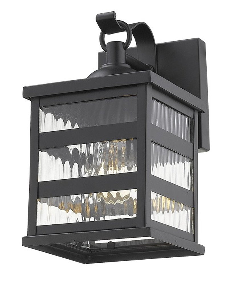 Glass panel Matte Black Outdoor Cage Light HomeRoots