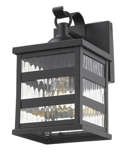 Glass panel Matte Black Outdoor Cage Light HomeRoots