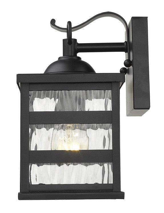 Glass panel Matte Black Outdoor Cage Light - FurniFindUSA