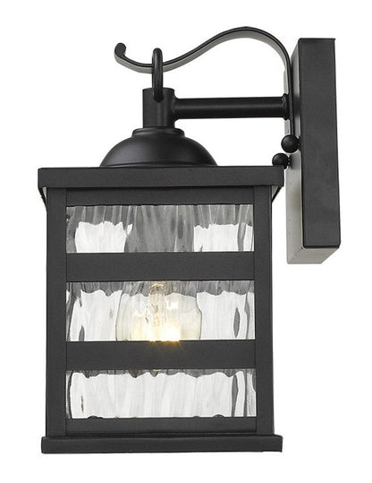 Glass panel Matte Black Outdoor Cage Light HomeRoots