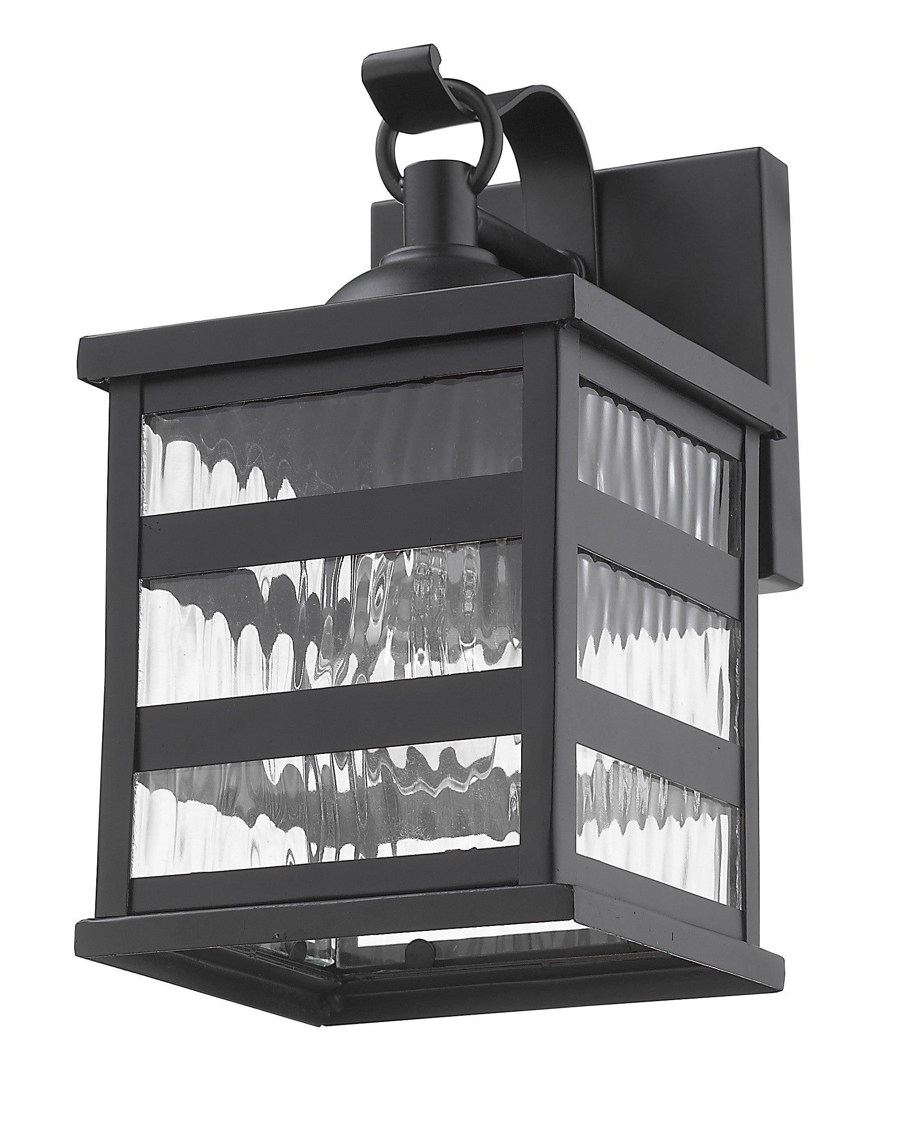 Glass panel Matte Black Outdoor Cage Light - FurniFindUSA