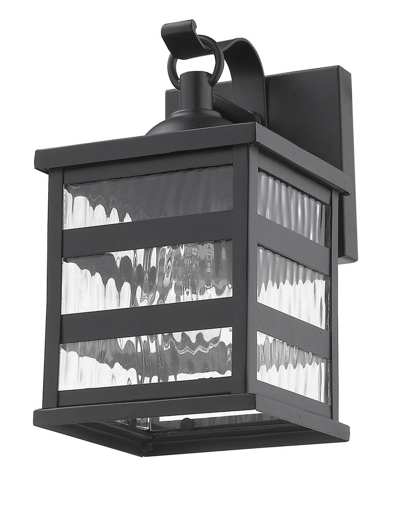 Glass panel Matte Black Outdoor Cage Light HomeRoots