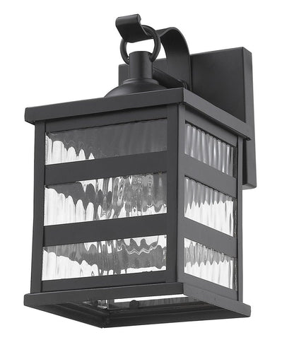 Glass panel Matte Black Outdoor Cage Light HomeRoots