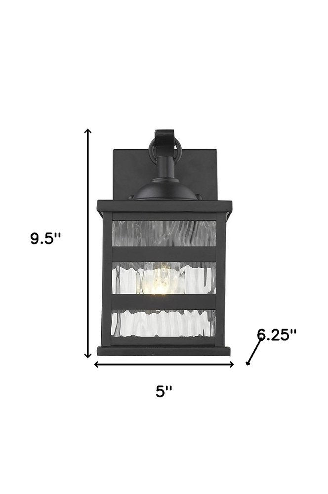 Glass panel Matte Black Outdoor Cage Light HomeRoots