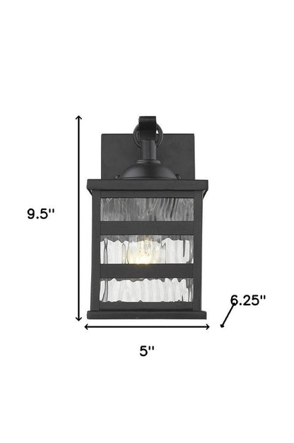 Glass panel Matte Black Outdoor Cage Light HomeRoots