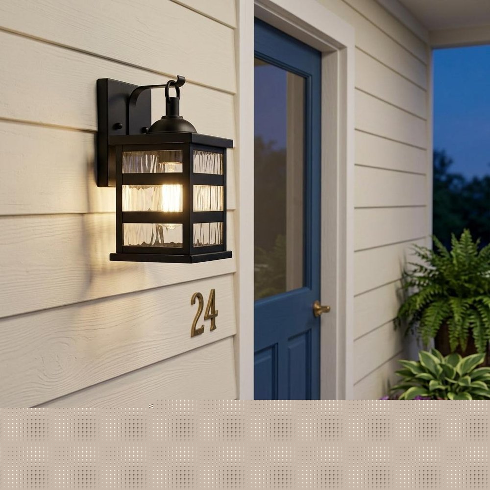 Glass panel Matte Black Outdoor Cage Light HomeRoots