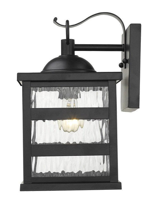 Glass panel Matte Black Outdoor Hanging Light - FurniFindUSA