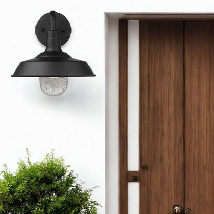 Matte Black Shallow Plate Shape Wall Light HomeRoots