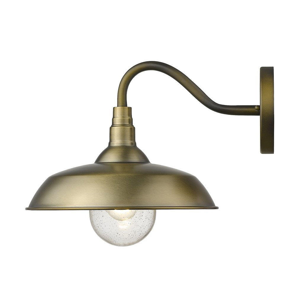 Antiqued Brass Seeded Dimmable Outdoor Hanging Light With Brass Shades