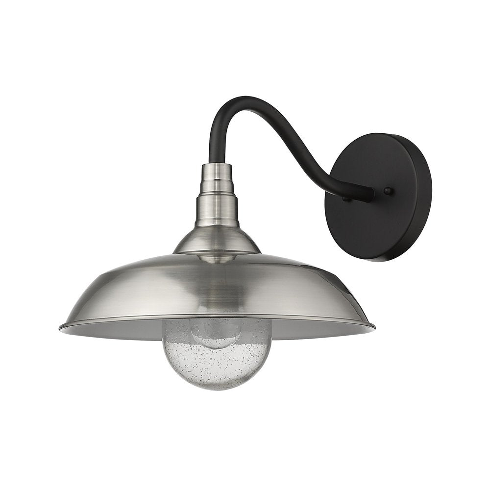 Silver And Black Seeded Dimmable Outdoor Hanging Light With Silver And Black Shades — view 2