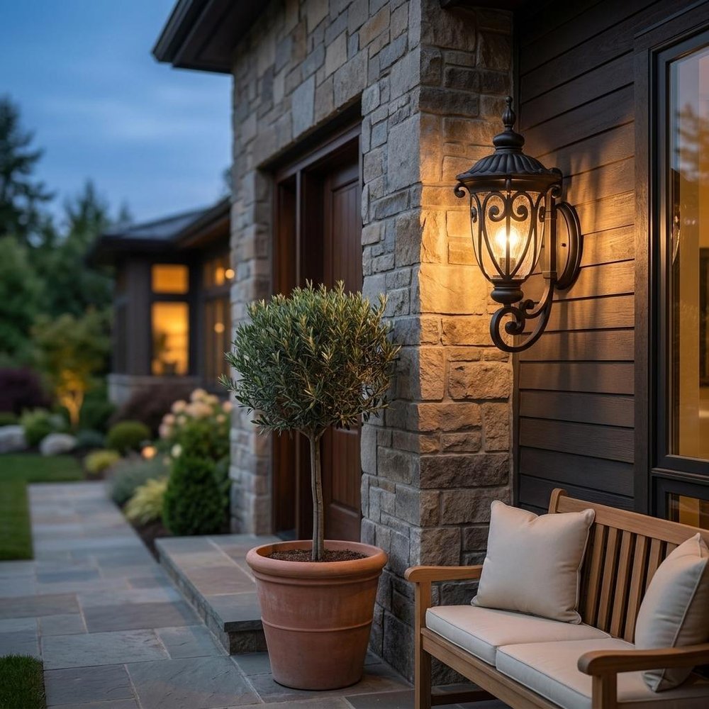 Black And Clear Seeded Dimmable Outdoor Hanging Light With Black And Clear Shades — view 1