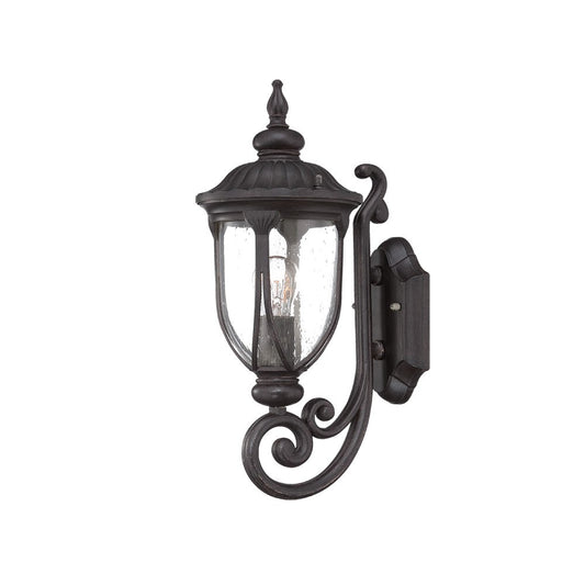 Black Cast Aluminum Glass Lantern Wall Light