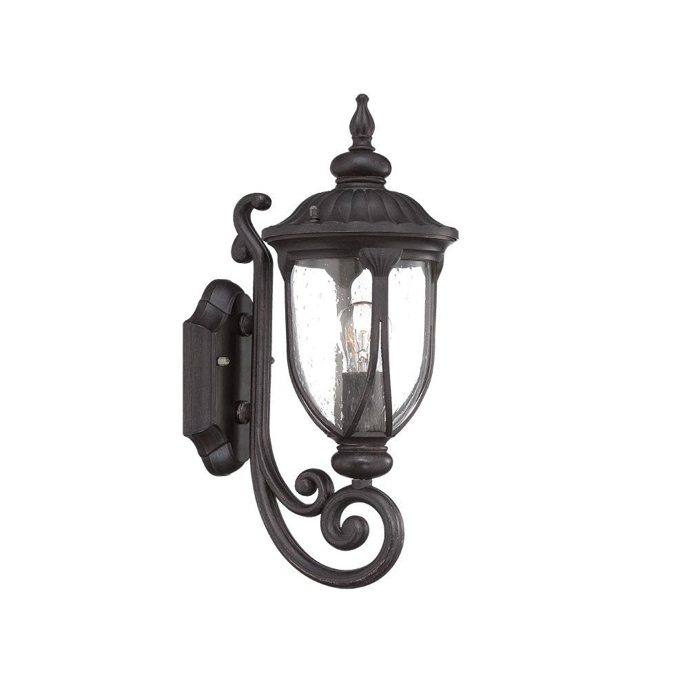 Black Cast Aluminum Glass Lantern Wall Light HomeRoots