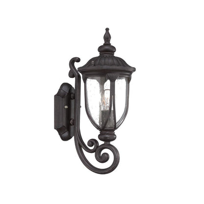 Black Cast Aluminum Glass Lantern Wall Light HomeRoots