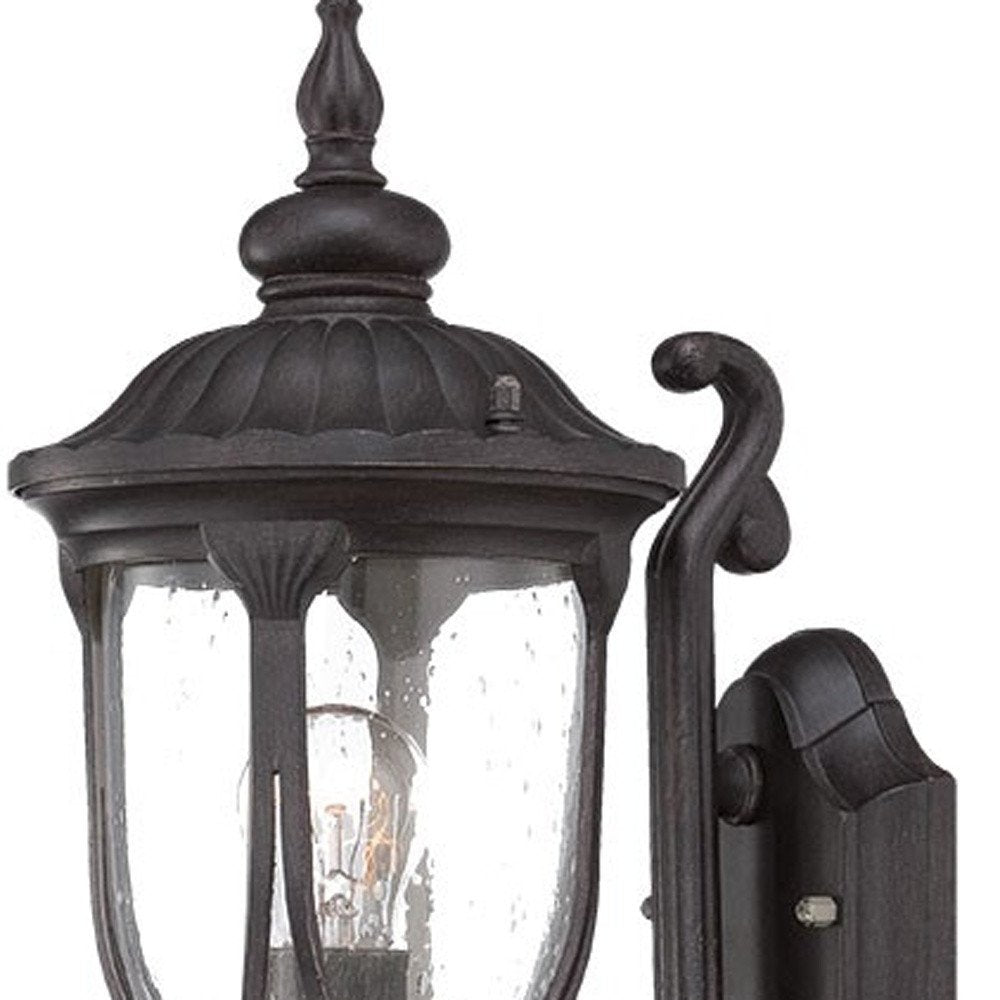 Black Cast Aluminum Glass Lantern Wall Light HomeRoots