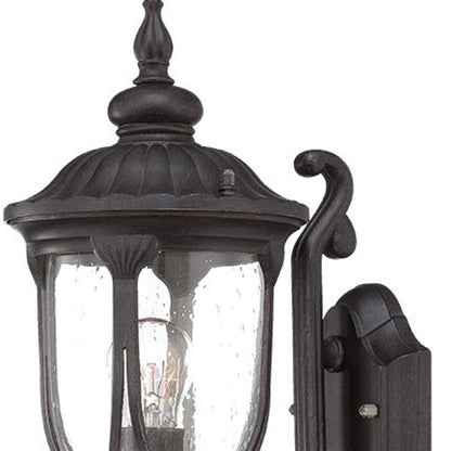 Black Cast Aluminum Glass Lantern Wall Light HomeRoots