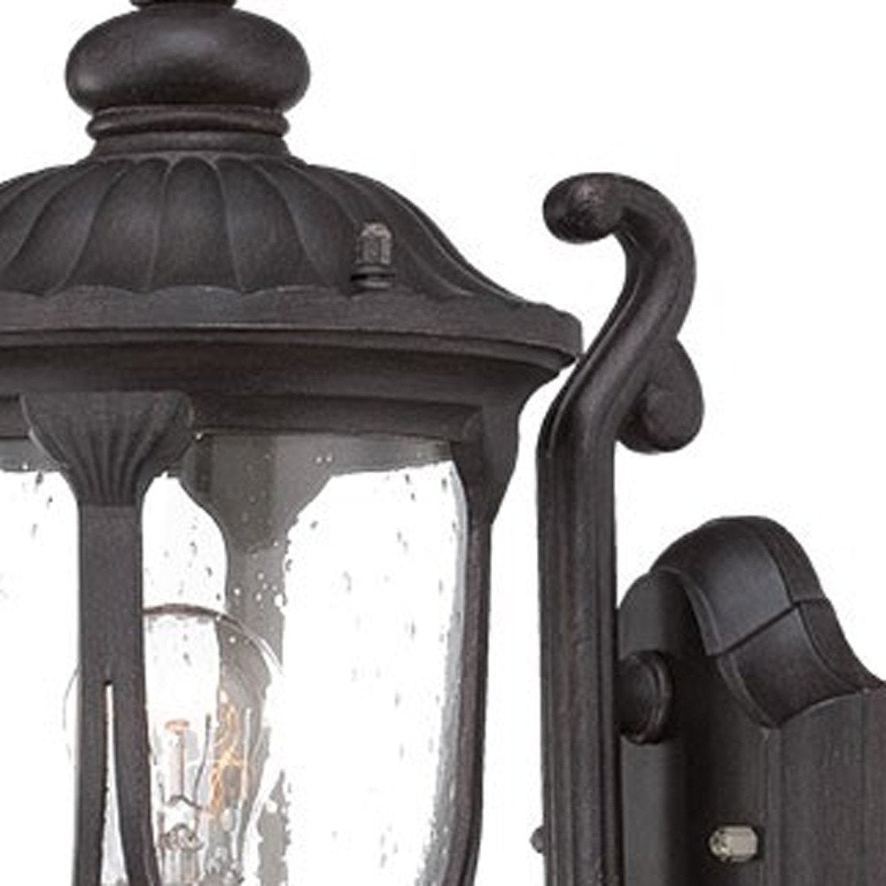 Black Cast Aluminum Glass Lantern Wall Light HomeRoots