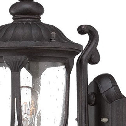 Black Cast Aluminum Glass Lantern Wall Light HomeRoots