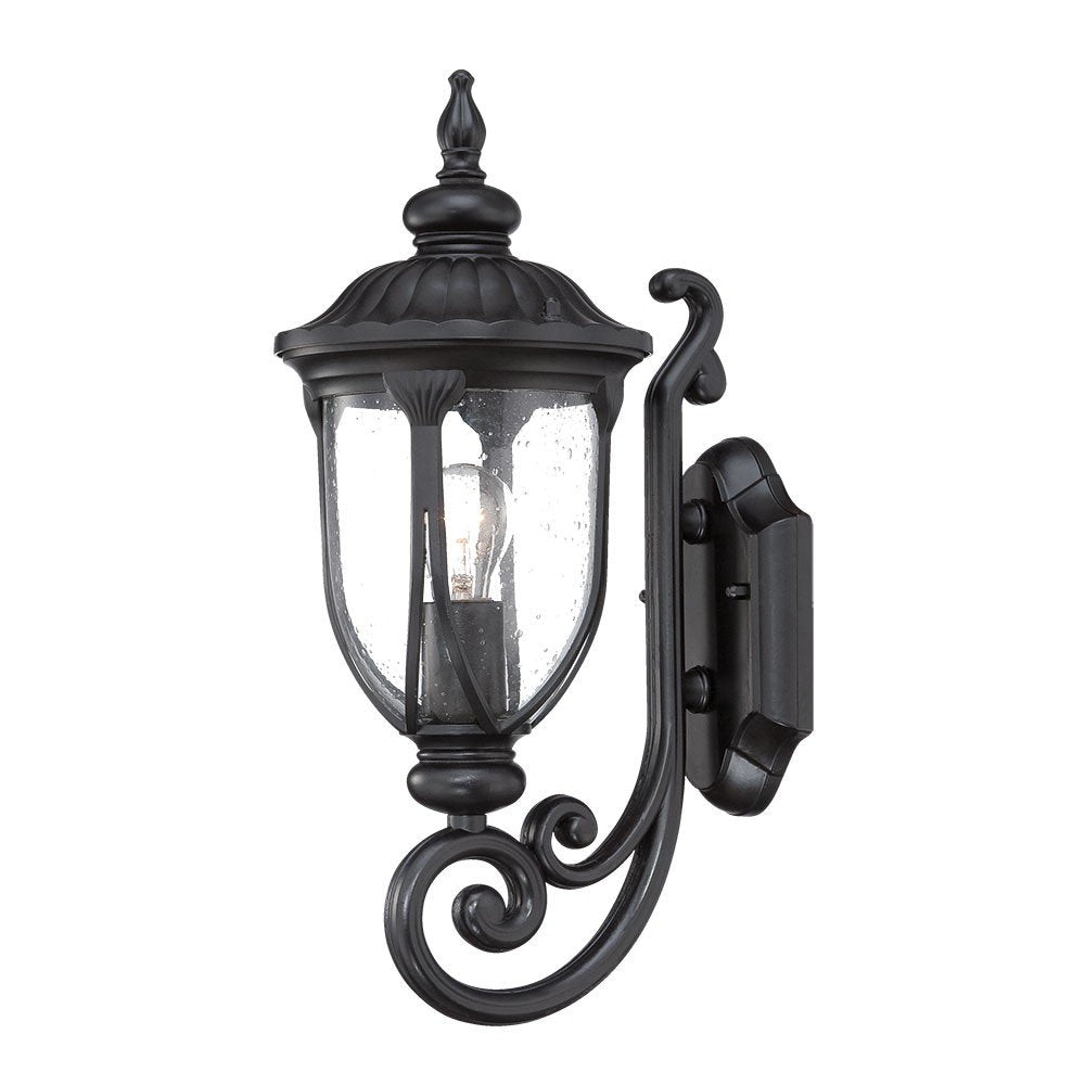 17" Black And Clear Metal and Glass Flush Mounted Sconce HomeRoots