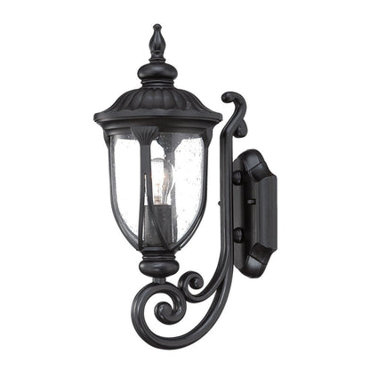 17" Black And Clear Metal and Glass Flush Mounted Sconce HomeRoots