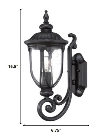 17" Black And Clear Metal and Glass Flush Mounted Sconce HomeRoots
