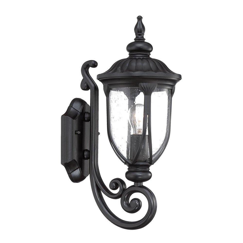 17" Black And Clear Metal and Glass Flush Mounted Sconce HomeRoots