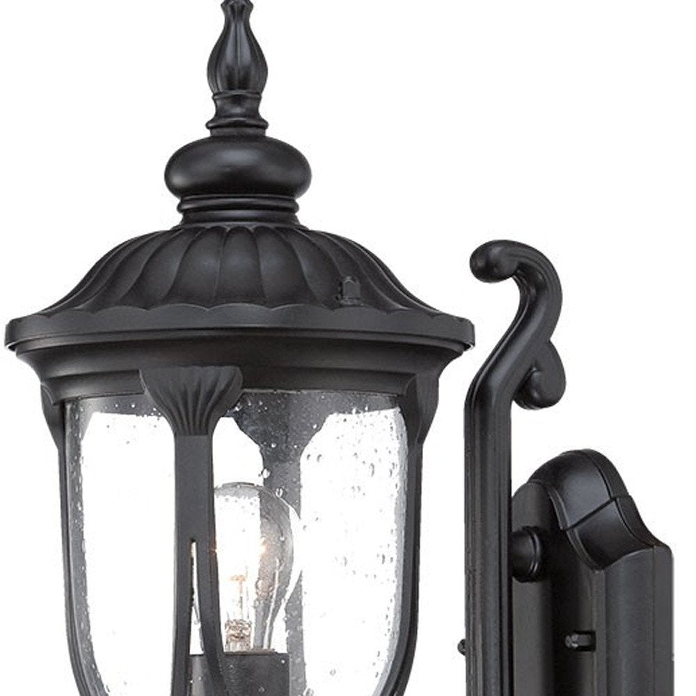 17" Black And Clear Metal and Glass Flush Mounted Sconce HomeRoots