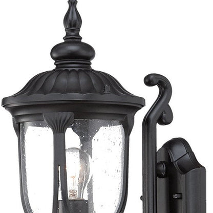 17" Black And Clear Metal and Glass Flush Mounted Sconce HomeRoots