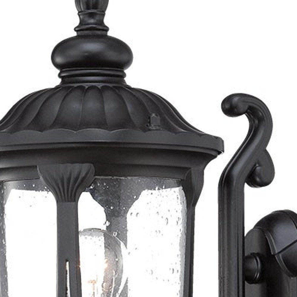 17" Black And Clear Metal and Glass Flush Mounted Sconce HomeRoots