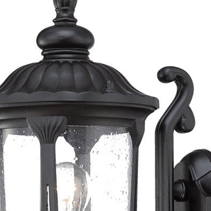 17" Black And Clear Metal and Glass Flush Mounted Sconce HomeRoots