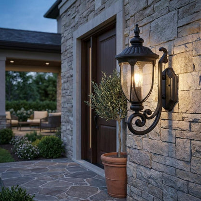 Black And Clear Seeded Dimmable Outdoor Hanging Light With Black And Clear Shades HomeRoots