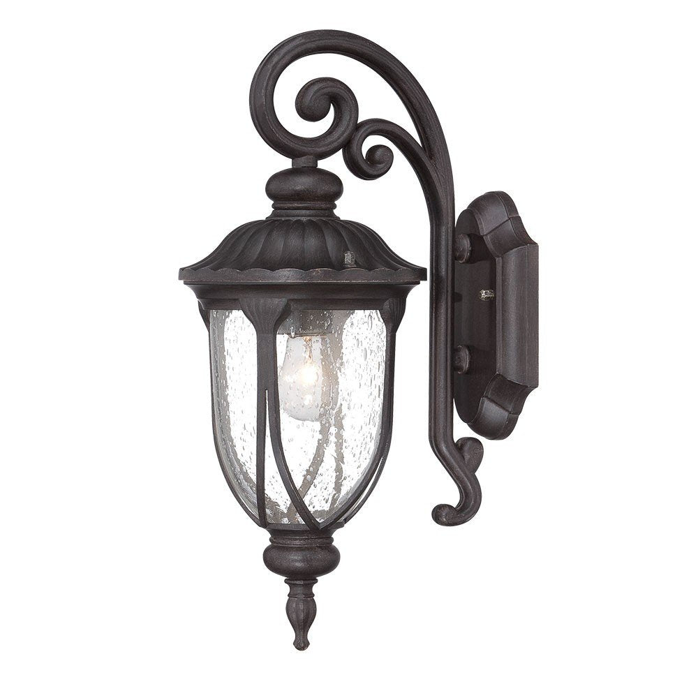 Black Cast Aluminum Glass Lantern Wall Sconce HomeRoots