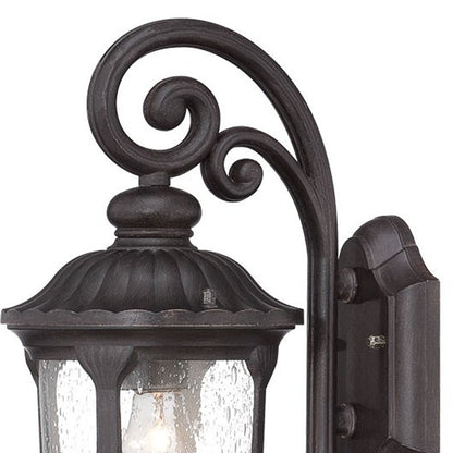 Black Cast Aluminum Glass Lantern Wall Sconce