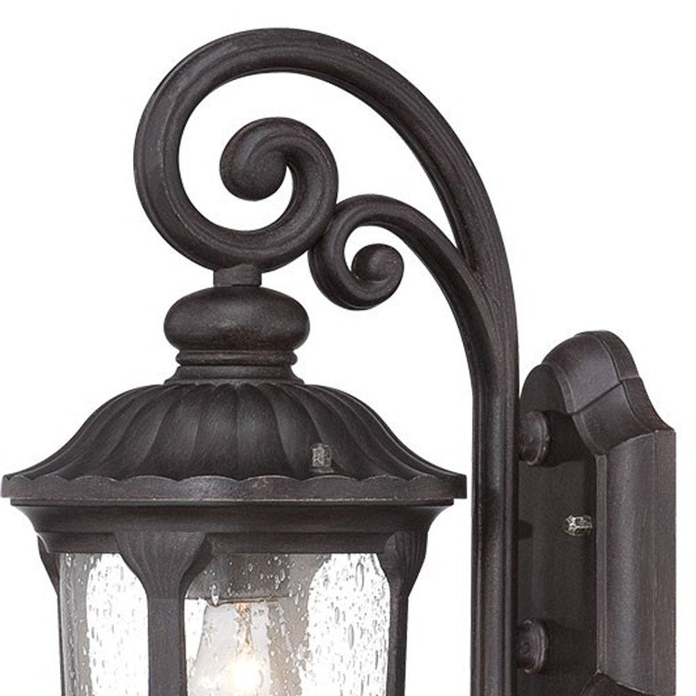Black Cast Aluminum Glass Lantern Wall Sconce HomeRoots