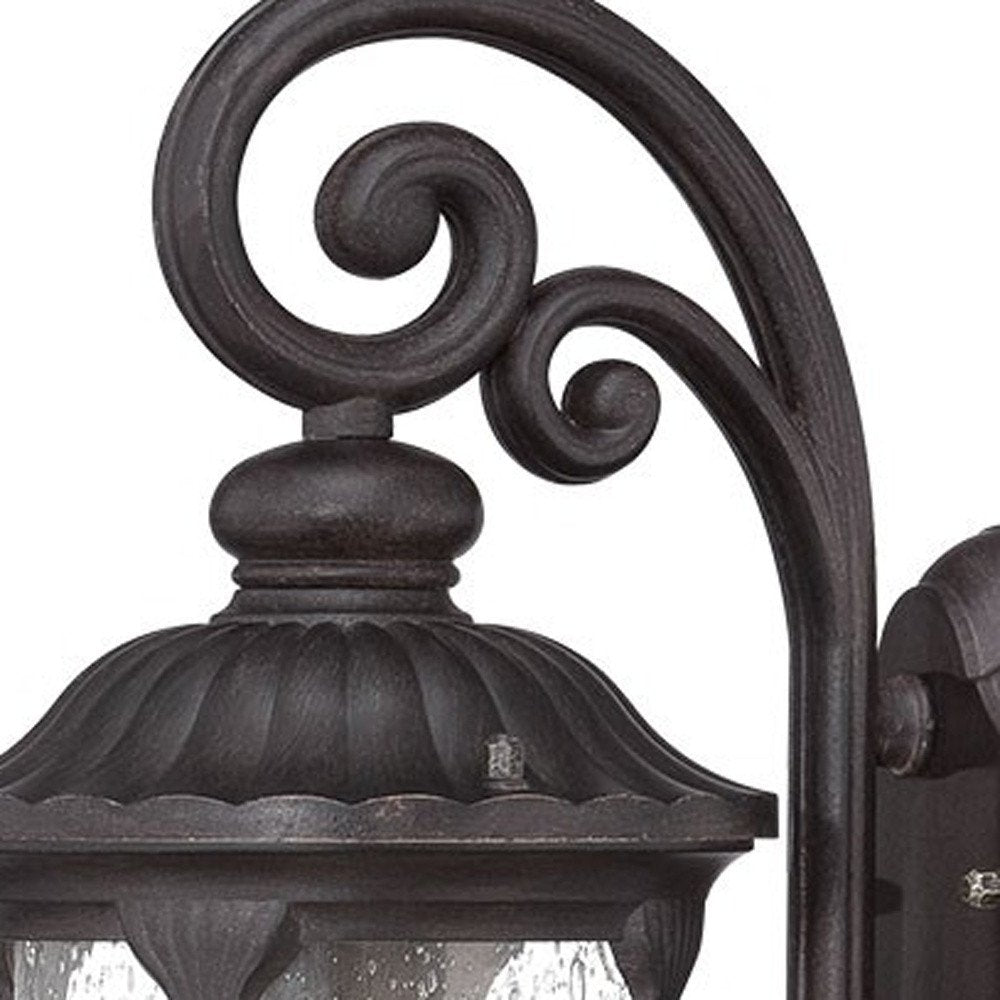 Black Cast Aluminum Glass Lantern Wall Sconce HomeRoots