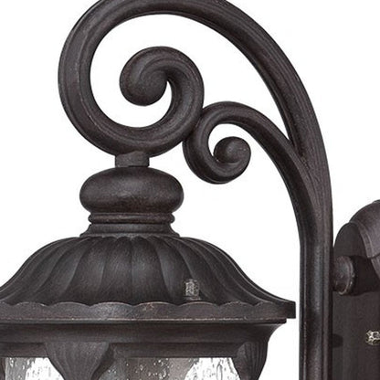 Black Cast Aluminum Glass Lantern Wall Sconce HomeRoots
