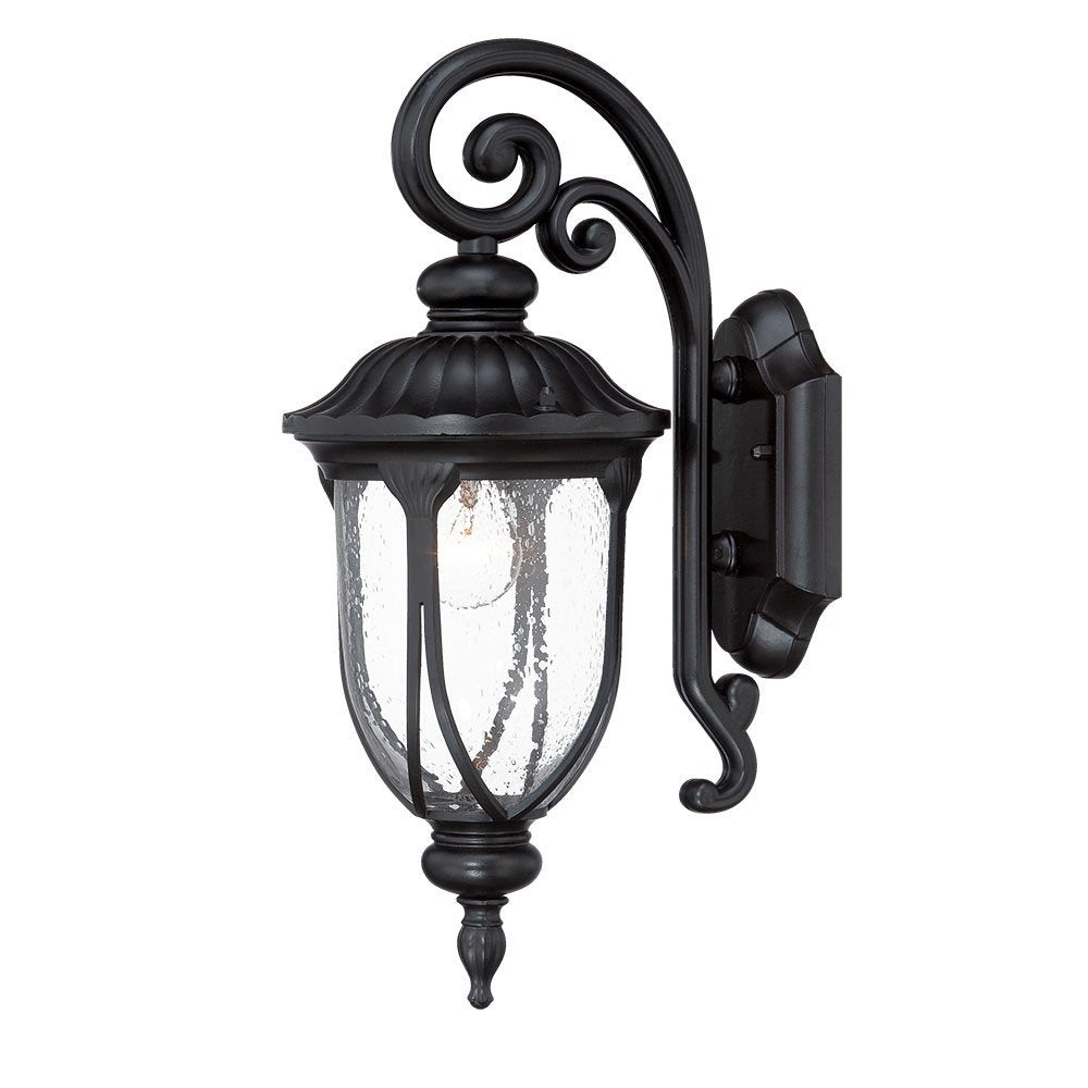 Matte Black Cast Aluminum Glass Lantern Wall Sconce HomeRoots