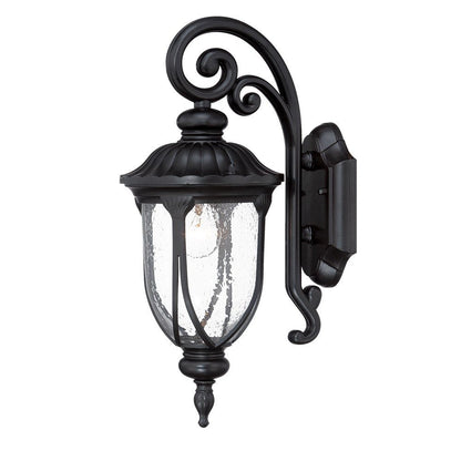Matte Black Cast Aluminum Glass Lantern Wall Sconce HomeRoots