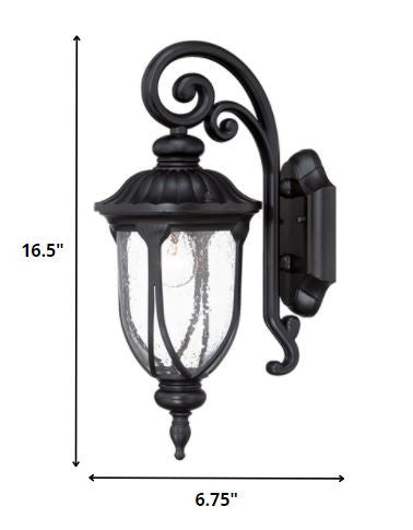 Matte Black Cast Aluminum Glass Lantern Wall Sconce HomeRoots