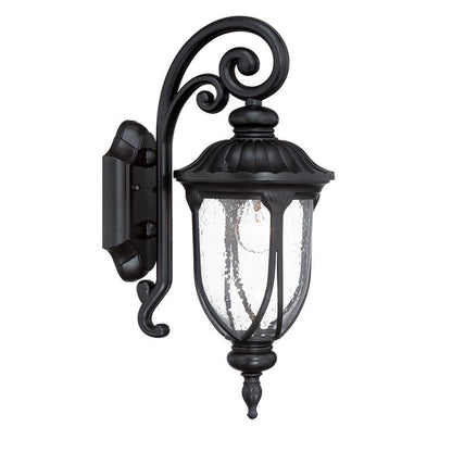 Matte Black Cast Aluminum Glass Lantern Wall Sconce HomeRoots