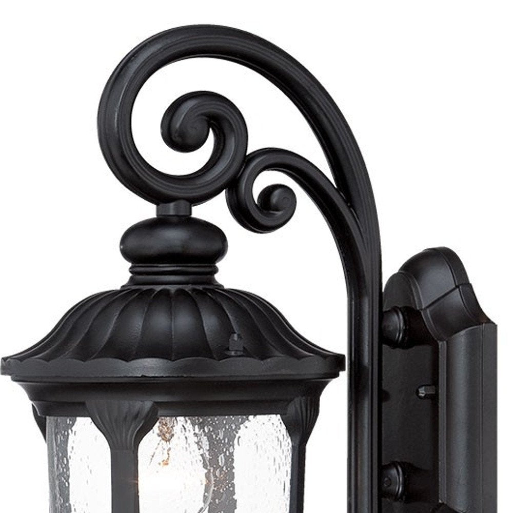 Matte Black Cast Aluminum Glass Lantern Wall Sconce HomeRoots